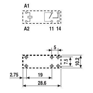 436190124300 | Миниатюрное реле, серия 43, 12В DC, 16А, 1NO, Finder