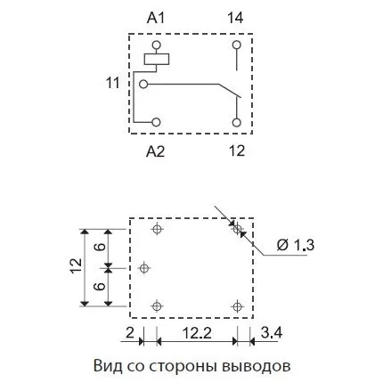 361190244011 | Миниатюрное реле, формат "кубик сахара", серия 36, 24В DC, 10А, 1CO, Finder