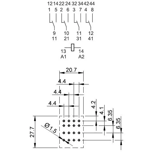 551490240000 | Универсальное реле, серия 55, 24В DC, 7 А, 4CO, Finder