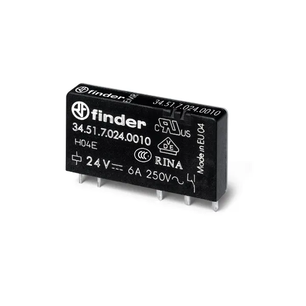 345170050010 | Миниатюрное реле, серия 34, 5В DC чувств., 6А, 1CO, Finder