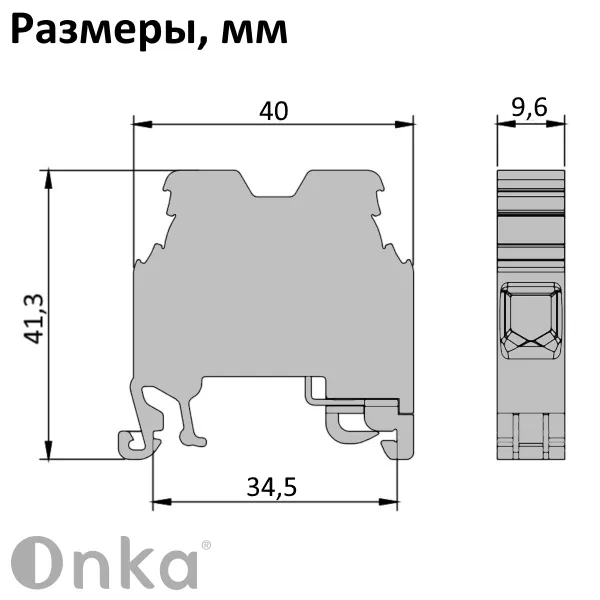 1010221 MTK 6/10 | Клеммник на DIN-рейку 6-10мм.кв.,(земля), 1294, Onka 