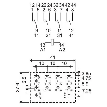 564490240000 | Силовое реле, серия 56, 24В DC, 12А, 4CO, Finder