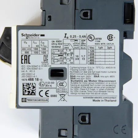 Автоматический выключатель, серия GV2ME, 0,25...0,40А, Schneider Electric, GV2ME03