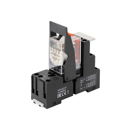 HF18-024AC-4 | Комплект реле: колодка винт;пластиковая клипса;маркер + реле Hongfa 4CO 6A; AgNi; катушка 24B AC, ID