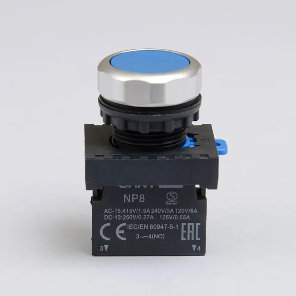 578645 | Кнопка NP8-10BN/6 синяя 1НО, IP65, Chint