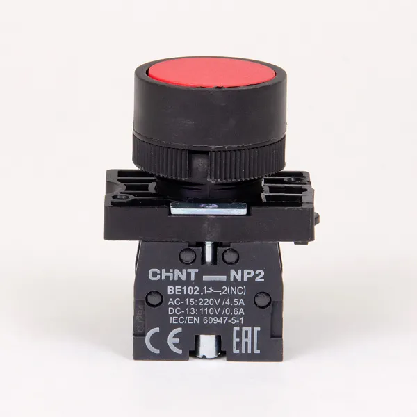 574089 | Кнопка NP2-EA42 красная 1НЗ, IP40 пластик, Chint