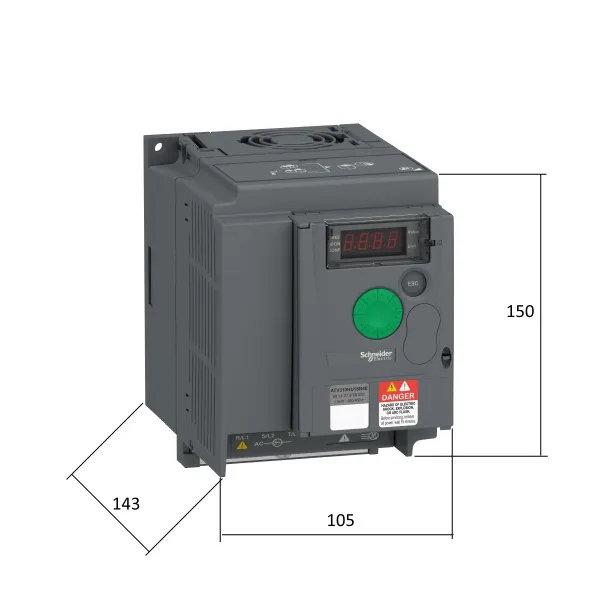 ATV310HU15N4E | Преобразователь частоты, серия ATV310, 1,5 кВт, 4,1 А, перегрузка 150 %, 380 В, Schneider Electric
