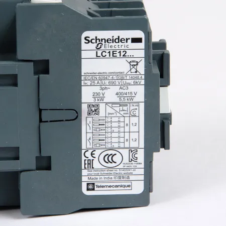 LC1E1210M5 | Контактор, серия EasyPact TVS, 3P, 12А, 1НО, управление 220В AC, Schneider Electric