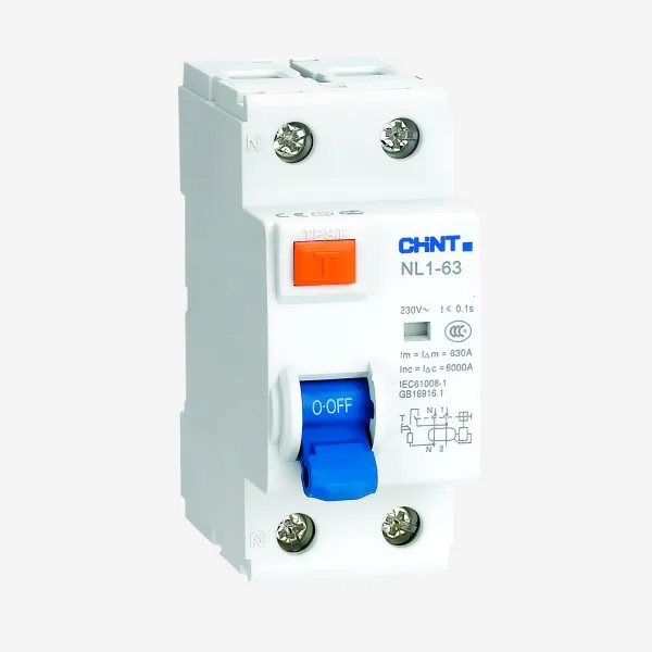 200214 | ВДТ (УЗО) NL1-63 2P 63А 30мА 6кА тип AC (DB), Chint