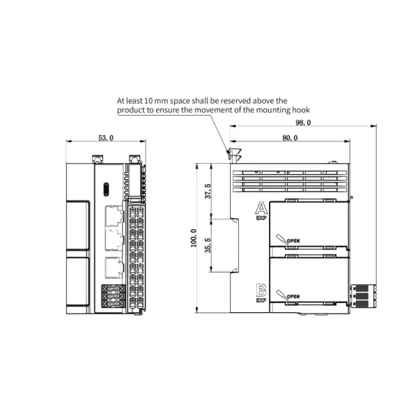 AM521-0808TN | ПЛК AM521 8 входов 8 выходов дискретных NPN, 1x RS485, 1x USB, 2x EtherNET, 1x EtherCAT, 8 сервоосей, Inovance
