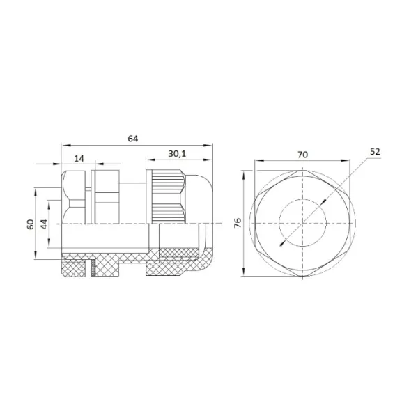 ID PPG-48 | Кабельный ввод PG48, пластик, диаметр кабеля 37-44мм, Clims