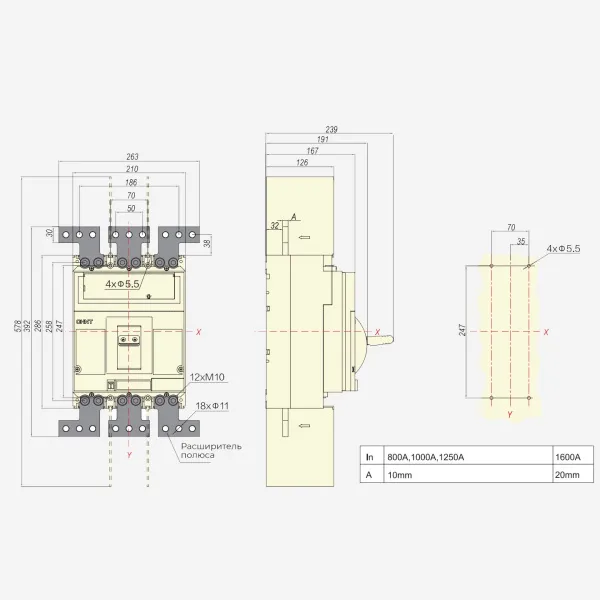 ch263172 | Выключатель-разъединитель NM8NSD-1600 AC 1250 3P, Chint
