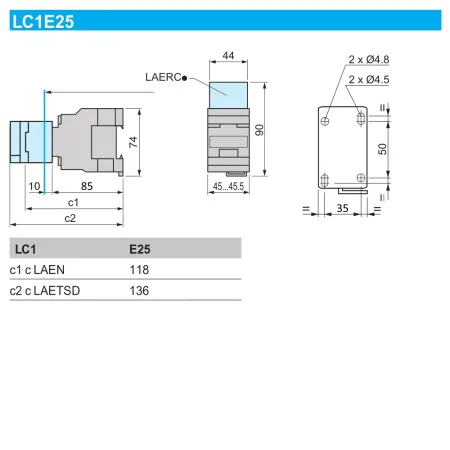 LC1E2510M7 | Контактор TesysE 1НО 25А AC3 220В 50/60ГЦ, Schneider Electric