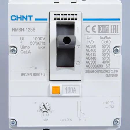 271589 | Автоматический выключатель NM8N-125S TM 3P 100А 50кА с регулируемым термомагнитным расцепителем, Chint