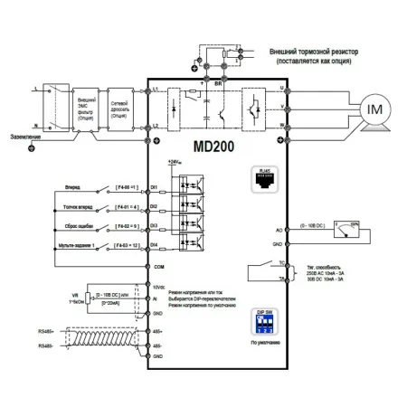 MD200S0.75B | Преобразователь частоты, серия MD200, 0,75 кВт, 4,6 А, перегрузка 150%, 220B, Inovance