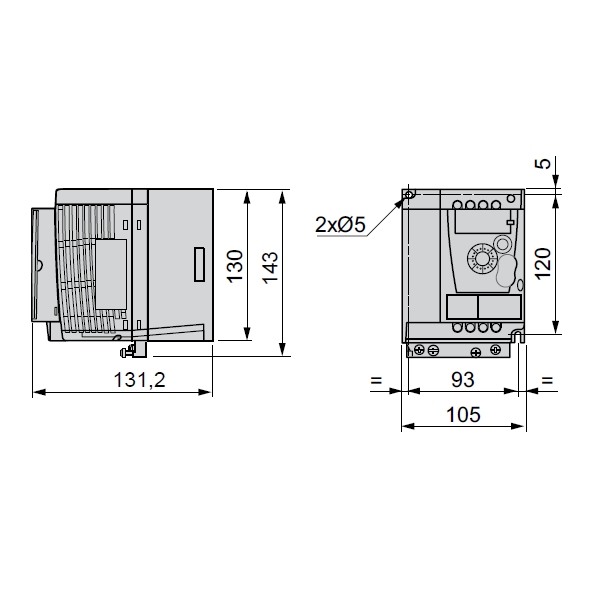 ATV12HU22M2 | Преобразователь частоты, серия ATV12, 2,2 кВт, 10 А, перегрузка 150 %, 220 В, 1ф, Schneider Electric