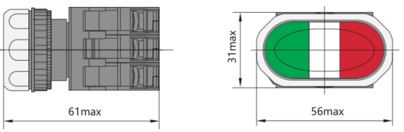Габариты двойных кнопок Габариты двойных кнопок