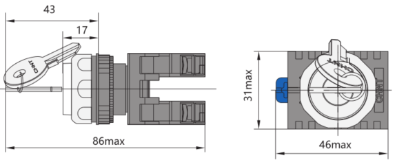 Габариты переключателей с ключом Габариты переключателей с ключом