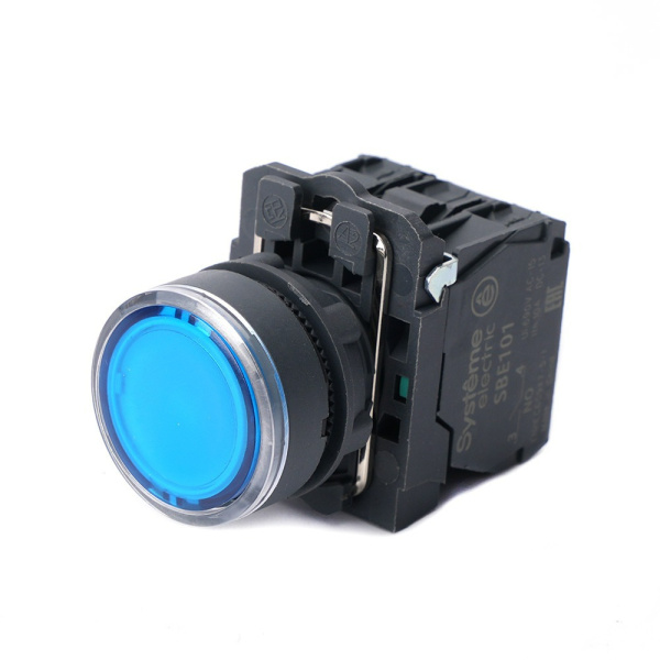 SB5AW36M5 | Кнопка синяя, пластик, 230-240В AC, 1НО+1НЗ, Systeme Electric