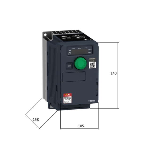 ATV320U06N4C | Преобразователь частоты, серия ATV320, 0,55 кВт, 1,9 А, перегрузка 150%, 380B, Schneider Electric