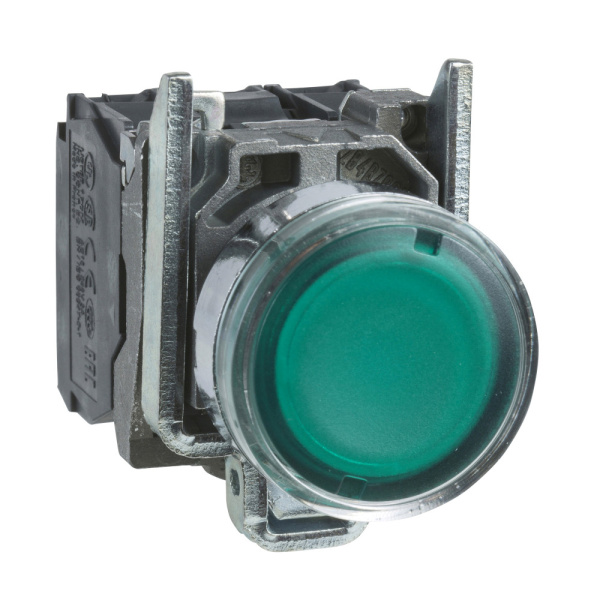 XB4BW3365 | Кнопка с подсветкой 250В AC с возвратом, зелёная, 1НО+1НЗ, Schneider Electric