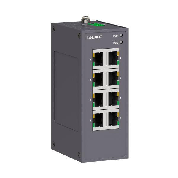 dkcN2000-8T-P1 | Промышленный управляемый коммутатор, 8×10/100Base-T(X) портов RJ45, консольный порт Mini USB, 24-48В, DKC