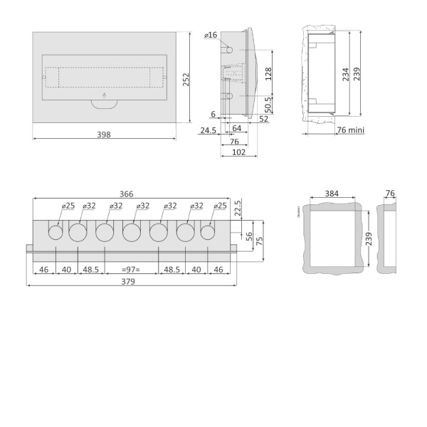 EZ9E118P2FRU | City9 Box корпус встраиваемый с белой дв. 1ряд/18мод, Systeme Electric