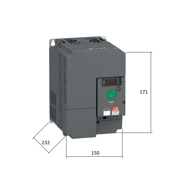 ATV310HU75N4E | Преобразователь частоты, серия ATV310, 7,5 кВт, 17 А, перегрузка 150 %, 380 В, Schneider Electric