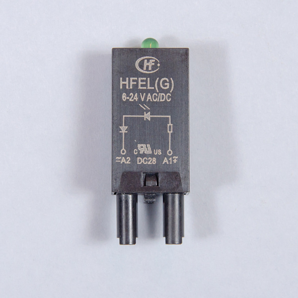 HFEL(G) | Модуль индикации и защиты; зеленый LED; 6...24В AC/DC, для розеток 18FF и 14FF, Hongfa