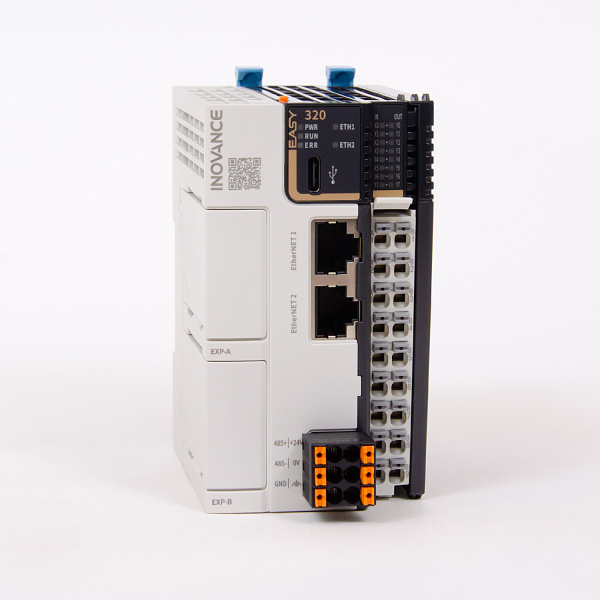 Easy320-0808TP | ПЛК Easy320, 8 входов PNP/NPN, 8 выходов PNP, 1x RS485, 2x EtherNET, 1x USB, 5 сервоосей, Inovance