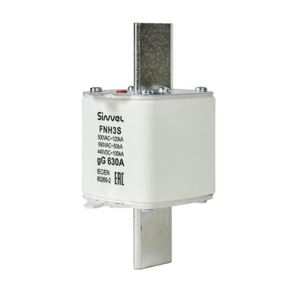 FNH3S-630 | Предохранитель 630 A, габарит 3, gG, 500 B AC/ 440 B DC, боёк, Sinvel 