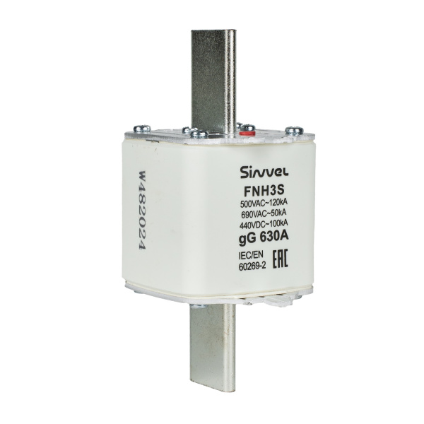 FNH3S-630 | Предохранитель 630 A, габарит 3, gG, 500 B AC/ 440 B DC, боёк, Sinvel 
