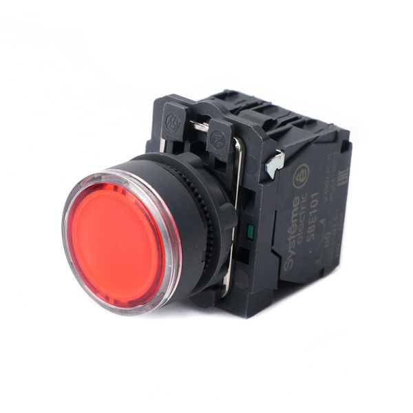 SB5AW34M5 | Кнопка красная, пластик, 230-240В AC, 1НО+1НЗ, Systeme Electric