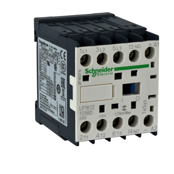 LP1K0601MD | Контактор, серия Tesys K, 3P, 6 А, AC3, 1 НЗ, 220В DC, Под винт, Schneider Electric