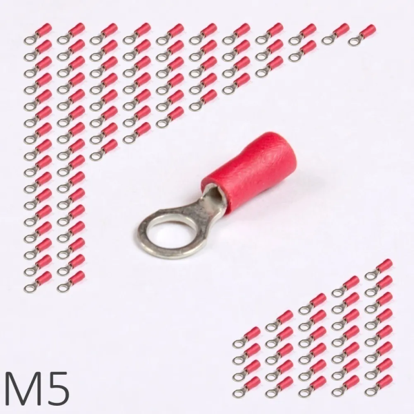 ID RF-M5 | Наконечник изолированный 0,5-1,5 кв.мм кольцевой M5, красный (уп.-100шт.), Clims
