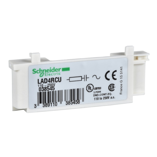 LAD4RCU | Модуль ограничения коммутационных перенапряжений, RC цепь, 110…250В AC, Schneider Electric
