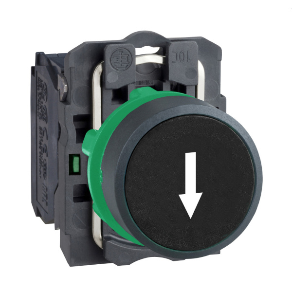 XB5AA3351 | Кнопка без подсветки, с возвратом, 1НО, чёрная, стрелка вниз, Schneider Electric
