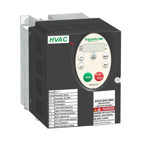 ATV212HU22N4 | Преобразователь частоты, серия ATV212, 2,2 кВт, 5,1 А, перегрузка 110%, 380B, Schneider Electric