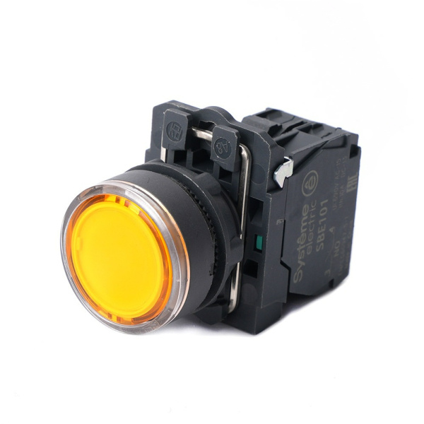 SB5AW35M1 | Кнопка жёлтая, пластик, 230-240В AC, 1НО, Systeme Electric
