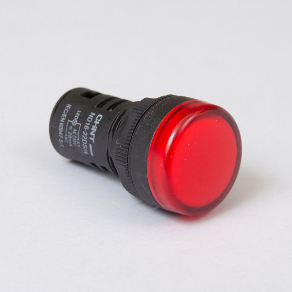 828019 | Индикатор ND16-22D/2C красный, встроенный резистор, IP65 230В AC/DC, Chint
