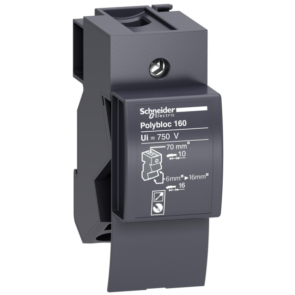04031 | Распределительная колодка Polybloc 160, 160 A, 1 полюс, Schneider Electric