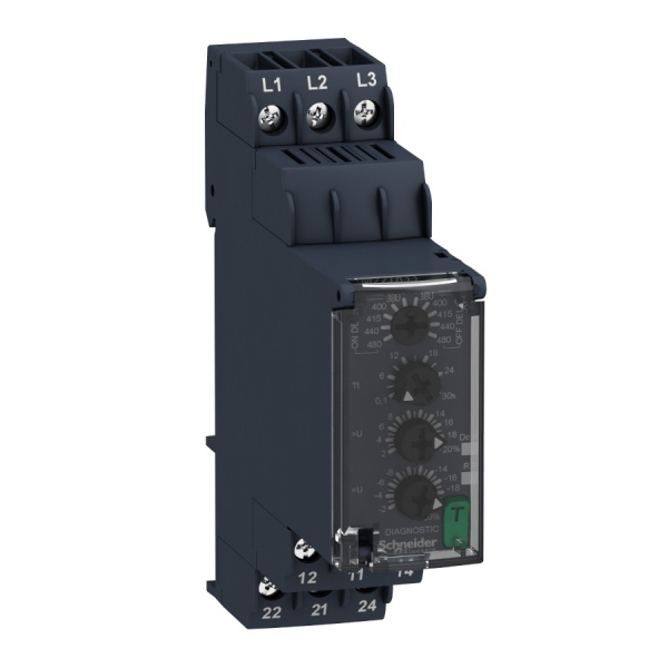 RM22TR33 | Реле контроля напряжения трёхфазное 2CO 8А, Schneider Electric