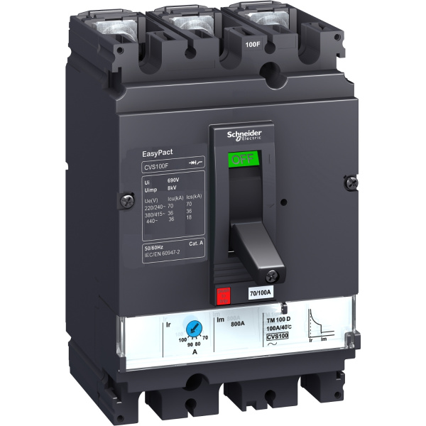 LV510476 | Автоматический выключатель Easypact CVS100N TM-D 3P3d 80А 50кА, Schneider Electric