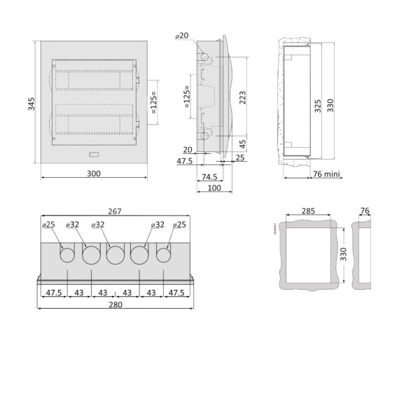 EZ9E212P2FRU | City9 Box корпус встраиваемый с белой дв. 2ряд/24мод, Systeme Electric