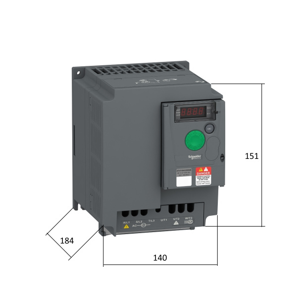 ATV310HU40N4E | Преобразователь частоты, серия ATV310, 4,0 кВт, 9,5 А, перегрузка 150 %, 380 В, Schneider Electric