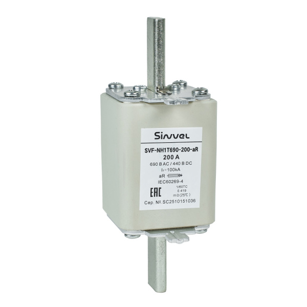 SVF-NH1T690-200-aR | Предохранитель, 200 А, 690 В AС, aR, габарит 1, ножи, Sinvel 