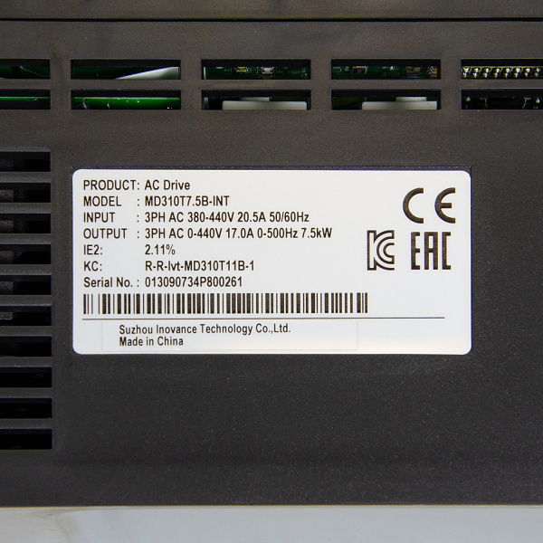 MD310T7.5B | Преобразователь частоты, серия MD310, 7,5 кВт, 17 А, перегрузка 150%, 380B, Inovance