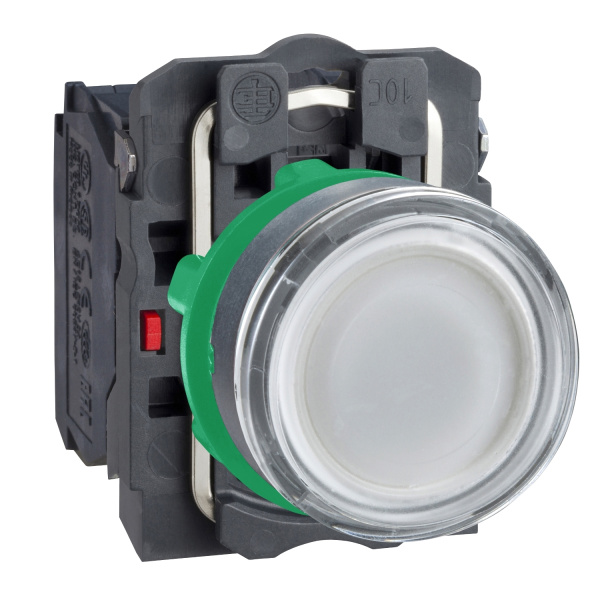 XB4BW31M5 | Кнопка с подсветкой 230В AC с возвратом, белая, 1НО+1НЗ, Schneider Electric