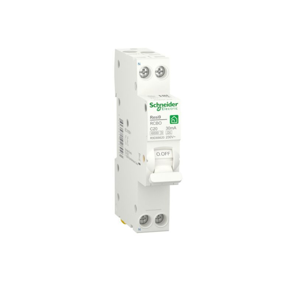  | Дифференциальный автомат Resi9 1P+N 20А, кривая С, 30мА, тип A, 6кА, 18мм, Schneider Electric